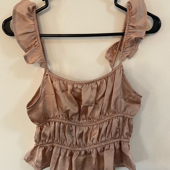 Champagne Silk drawstring Blouse - Picture 2 of 4